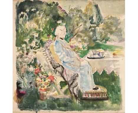 * Fisher-Prout (Margaret, 1875-1963). Lady Resting in a Garden, watercolour on wove paper, depicting an older lady sitting in