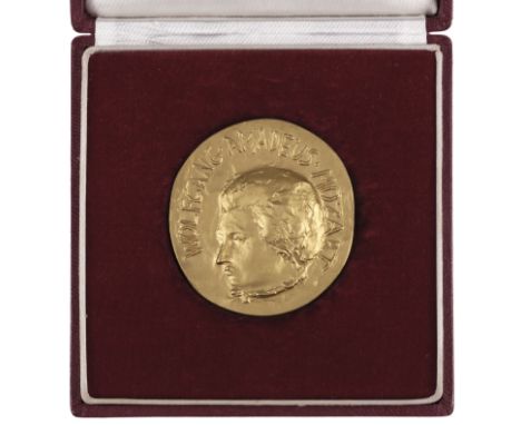 * Manzu (Giacomo, 1908-1991). Wolfgang Amadeus Mozart, gilt bronze commemorative medal by Giacomo Manzu 1956, the obverse sho