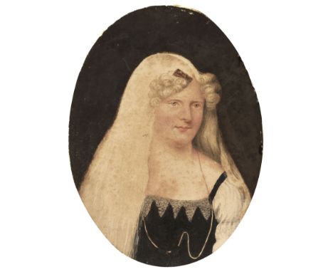* Biffin (Sarah, 1784-1850). Oval miniature portrait of Mrs Parry, by Miss Biffin Without Hands, 1822, watercolour and gouach
