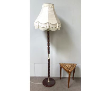 &nbsp;A modern standard lamp, 165 cm to top of shade, and small occasional table with hinged musical top, (2).&nbsp;