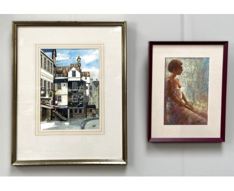 Four pictures, including DEREK JONES, Portrait of Lucy,   pastels; 28cm x 19cm; also MARGARET DEMPSEY, Sheep in the fold, wat