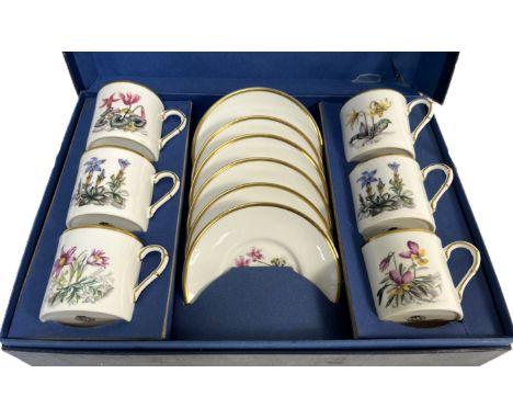 A Royal Worcester set of six demitasse and saucers in original box, 6cm cup.&nbsp;