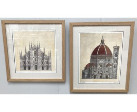 Group of twelve reproduction architectural prints of Italian locations, 34 x 27 cm but all of varying size, (12).