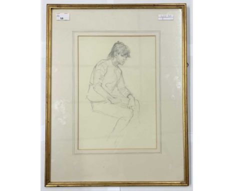 British School (20th century), a study of a seated boy, pencil sketch, 9x13ins, framed and glazed.