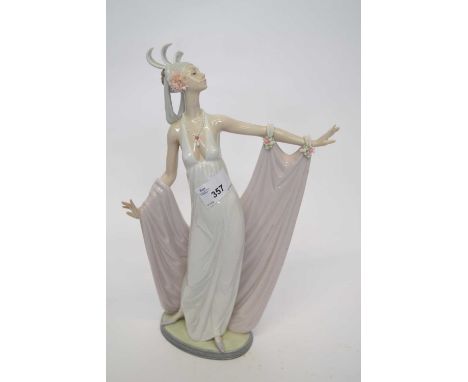 Lladro large figure of an art nouveau dancer on oval base, Lladro mark and date 1987 to base, 35cm high