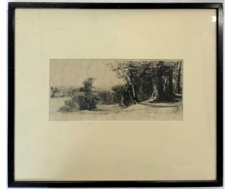 Sir Francis Seymour Haden RA PRE (British,19th/early 20th century), "Early Morning, Richmond Park", 1859 etching with drypoin