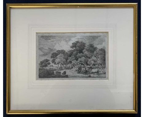 Samuel David Cockett (British, 19th century), "Gypsy Encampment", etching, 5.5x8ins, framed and glazed. (Ref:172)