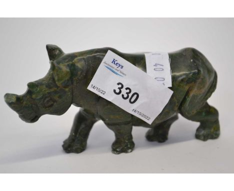 Carved jadeite model of a rhinocerous
