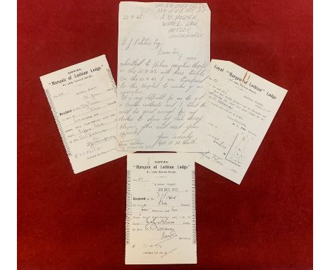 Letter-(Receipts) 23rd Sept 1942-a letter from A.H. Smith who is hospitalised to F.J. Pitstow Lothian Lodge) requesting that 