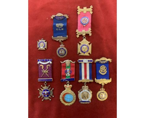 Royal Antediluvian Order of Buffaloes (RAOB) Jewels (7) including Espana Lodge, EIIR 1977 Jubilee, Bayswater, Brighton, Latit