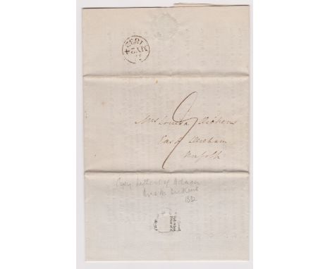 Great Britain 1832-Postal History-EL legacy duty document issued by stamp office Somerset Place 24th May 1832-posted to East 