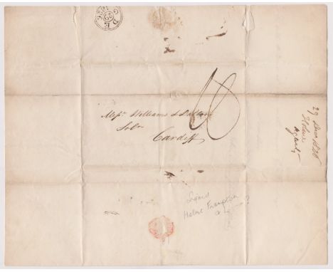 Great Britain 1826-Postal History-EL dated 29th Dec 1826 New Inn posted to Cardiff-manuscript 10-black 2 circle DE/G29/1826 c
