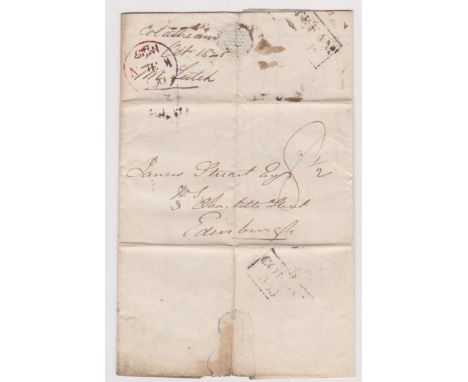 Great Britain 1825-Postal History EL dated 31st Oct 1825 Coldstream posted to Edinburgh-manuscript 8.1/2 black boxed 2 line C