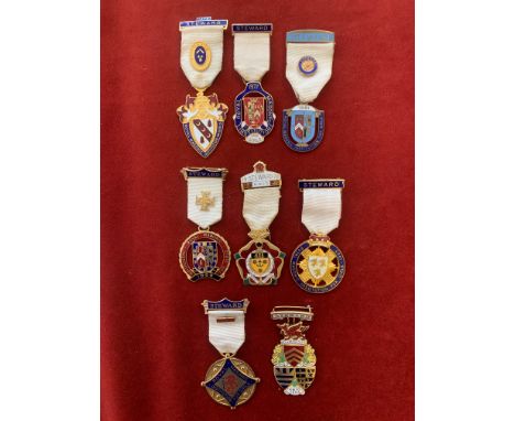 Royal Masonic Institution for Girls Stewards Jewels (8), including Glamorgan 1955, Wiltshire 1965, Durham 1969, Somerset 1973