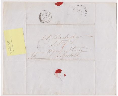 Great Britain 1848-Postal History-EL dated 13th Dec 1848 Norwich posted to Wymondham-manuscript PP cancelled DE13/1848/B Norw