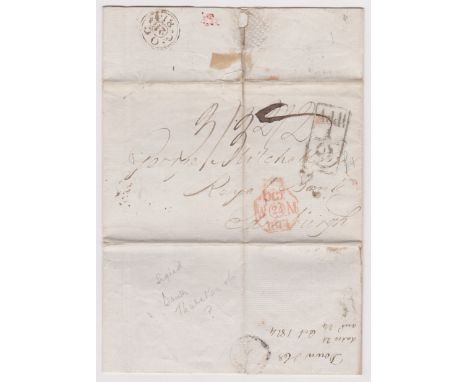 Great Britain 1814 - Postal History EL dated Oct 21st 1814 London posted to Edinburgh-Manuscript 3/3 boxed add 1/2-red Oct/W2