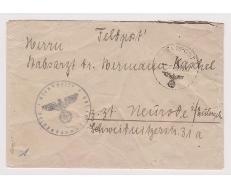 Germany 1942-envelope posted via the Field Port System-cancelled 9.10.1942 with a Field Post c.d.s-Military Cachet stamp for 
