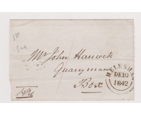 Great Britain 1842-Postal History-Wrapper posted to Mr John Hancock quarryman BOC-manuscript Pd-Mellasham DE10/1842 and Chipp