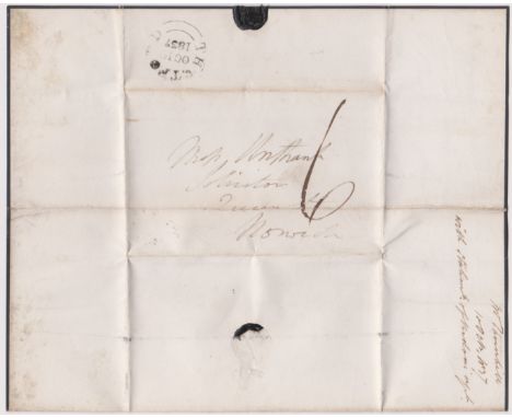 Great Britain 1837-Postal History-EL black edged Mourning letter dated 10th Oct 1837 posted to Norwich-manuscript 6 OC10 1837