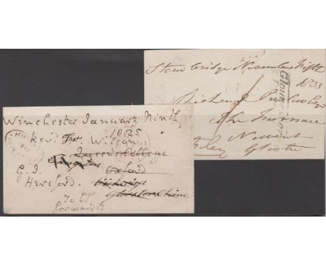 Great Britain 1825-1833-Postal History-2x wrapper pieces (1) dated Jan 9th 1825 Winchester posted Gloucestershire cachet redi