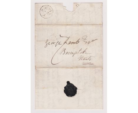 Great Britain 1836-Postal History-EL posted to Basingstoke-manuscript 7-single ring black F/JY-9/1936 cancel-coat of arms bla