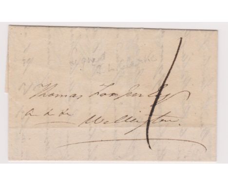 Great Britain 1831-Postal History EL dated Feb 26th 1831-Sudbury posted to Wellington-manuscript 1-black Wellington cancel