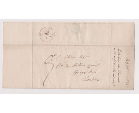 Great Britain 1825-Postal History EL dated 28th Feb 1825 Walsall posted to London-manuscript 9-2 ring D/1MR1/1825 cancel