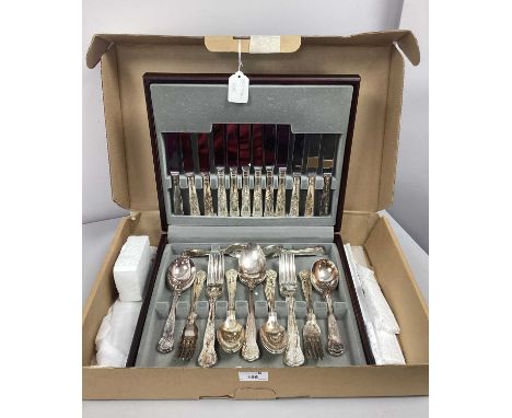 VINERS; A Six Setting Canteen of Kings Pattern Cutlery, in a fitted plush lined wooden case.