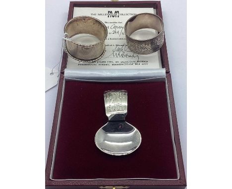 A Modern Hallmarked Silver Limited Edition Commemorative Caddy Spoon, AE Jones, Birmingham 2000, 244/1000, in original fitted