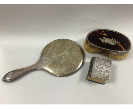 A Hallmarked Silver Mounted Miniature Book of Prayer, L&amp;S, Birmingham 1913, the cover with decorative cherub scene in rel