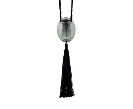 Gabriel Argy-Rousseau, (French, 1885-1963), a pâte-de-verre glass Cicada pendant, signed 'G.A.R' in the mould 6.50 x 5cm (3 x