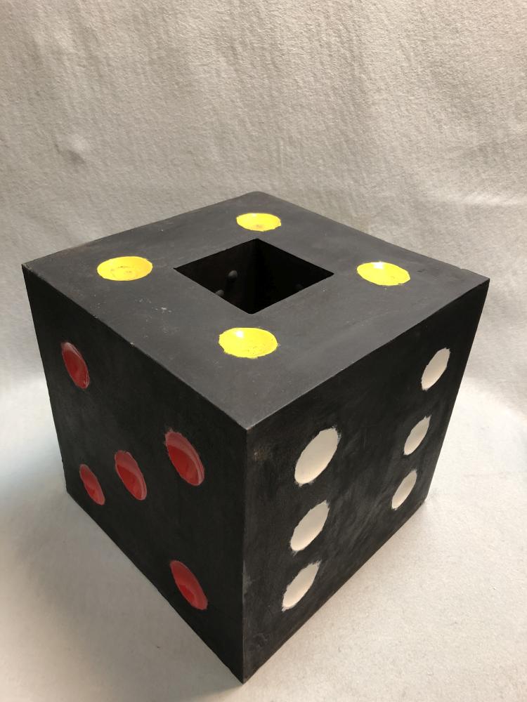 § Gary Standige (British, 1946-2016), Dice, a large painted pottery ...