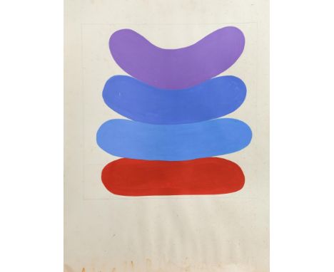 § Michael Arthur Stokoe (British, b.1933) Mauve, Dark Blue, Light Blue, Red signed "Michael Stokoe 1969" lower right acrylic 