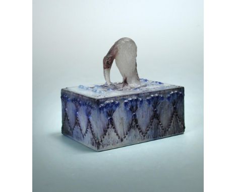 Gabriel Argy-Rousseau, (French, 1885-1963), a rare pâte-de-verre glass Ibis box and cover, signed 'G. ARGY-ROUSSEAU' to both 