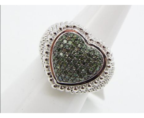 A 1/2 ct Green Diamond Sterling Silver Ring size L to M issued in a limited edition 1 of 286 with authenticity certificate