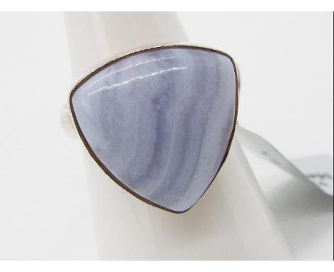 A Blue Lace Agate Sterling Silver Aryonna ring size L to M issued in a limited edition 1 of 112 with authenticity certificate