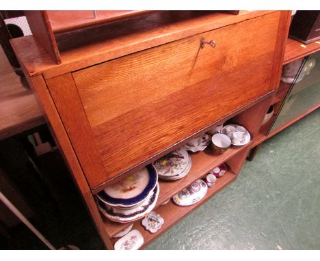 NARROW LIGHT OAK BUREAU BOOK CASE