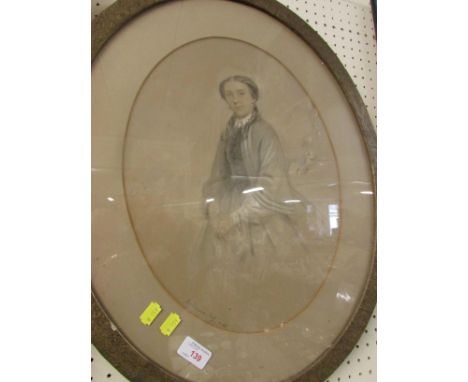 OVAL FRAMED AND GLAZED PORTRAIT OF A YOUNG WOMAN, SIGNED AND DATED IN PENCIL