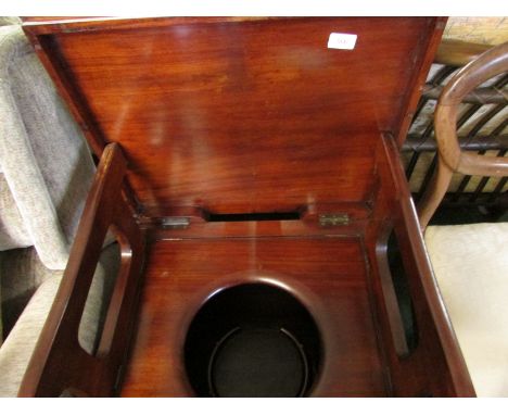 MAHOGANY FOLDING COMMODE.