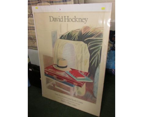 A DAVID HOCKNEY EXHIBITION POSTER IN CLIP FRAME.