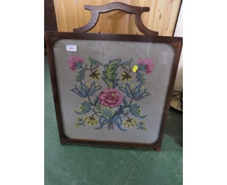 GLAZED TAPESTRY FIRE SCREEN. (AF)