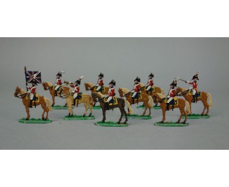 KONVOLUT ZINNFIGUREN / FLACHFIGUREN: UNIFORMIERTE REITER / ENGLISCHE KAVELLERIE / Mixed lot of tin figures: English cavalry f