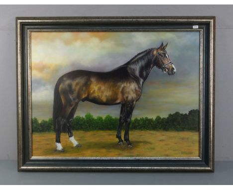 TRÜMPER, FRANZ (Gronau 1941-2021 Enschede, NL): Gemälde / painting: "Pferd auf dem Feld", Öl auf Hartfaserplatte / oil on har