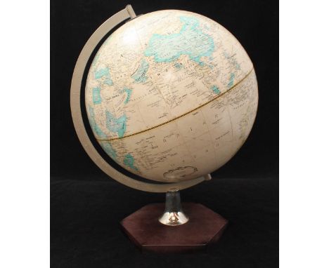 A 12-inch 'Scan-Globe' World classic series, raised on a hexagonal base.