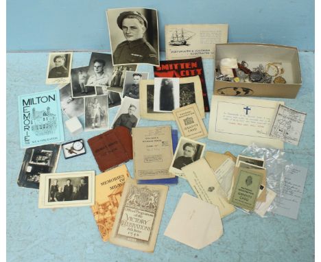 Various ephemera and photographs relating to Douglas Charles Wilsher 1920038 Royal Engineers, including Service Book, Release