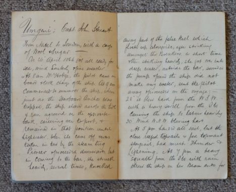An ink manuscript account of a voyage from Mauritius to Sydney with a cargo of sugar on board the ship 'Prince Alfred' 1873 (