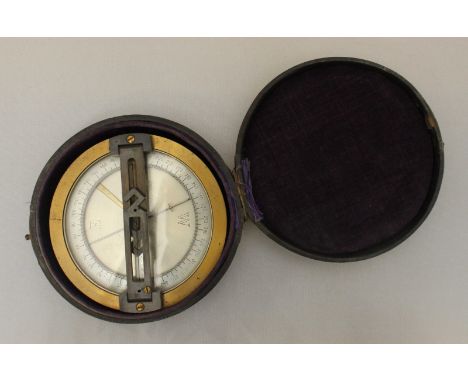 A 19th Century portable brass compass, in fitted and lined case.