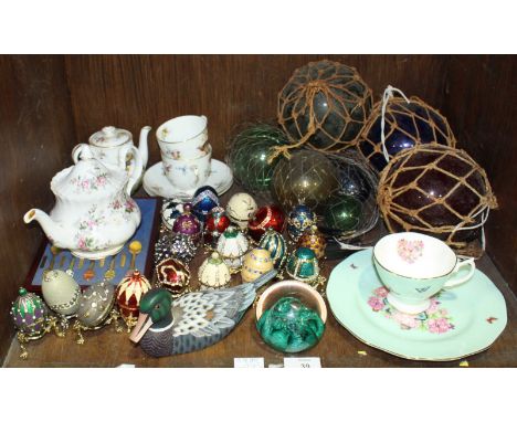 SECTION 39. A selection of assorted ceramics and collectables including a small five piece Royal Doulton teaset, glass fishin