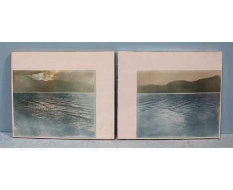 Donald Wilkinson (b1937-) Lake Scene Diptych, two aquatint's depicting lakes with mountains in the background, numbered 1 of 