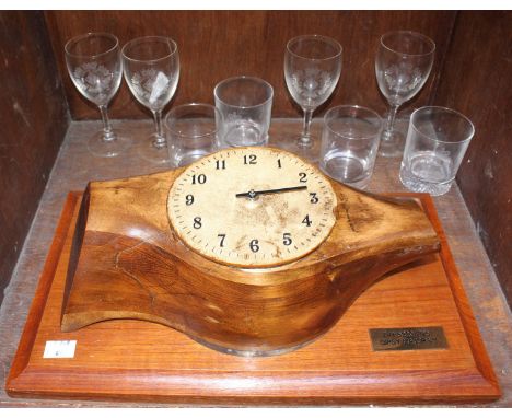 A laminated wooden propeller from a de Havilland Tiger Moth, DH 5220/P25, cut down and mounted as a clock, together with vari